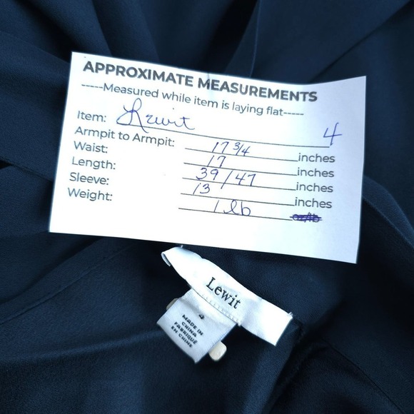 Lewit Womens Midi Dress 4 Dark Navy Blue Shift Short Sleeve Mock Neck Asymmetric - Picture 6 of 6